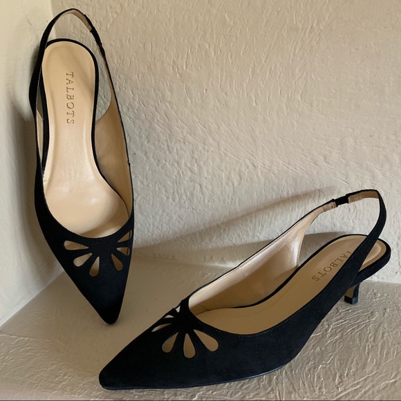Talbots Shoes - NWOT Talbots Black Suede Cutout Slingback Heels